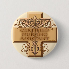 Cross Caduceus CNA Nurse Button