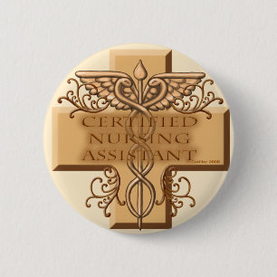 Cross Caduceus CNA Nurse Button