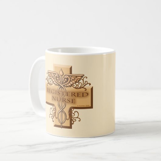 Cross Caduceus RN Nurse Kaffeetasse (Vorderseite Links)