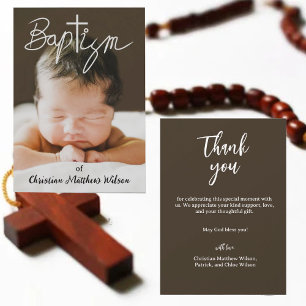 Cross Christening Religious Taufen Danke Karte