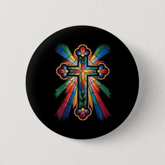 Cross Colorful Christian Religous  Button (Vorderseite)