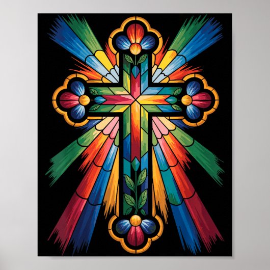 Cross Colorful Christian Religous  Poster (Vorne)
