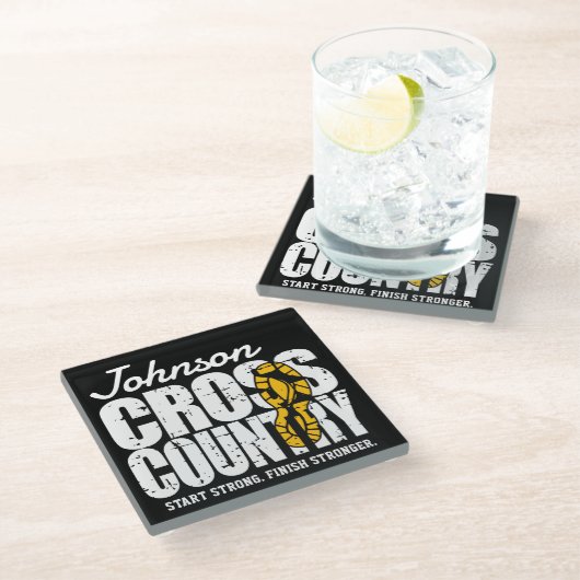 Cross Country ADT TEXT Runner, der Team Player läu Glasuntersetzer (Schrägansicht)