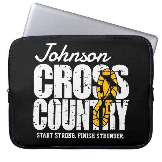 Cross Country ADT TEXT Runner, der Team Player läu Laptopschutzhülle (Vorderseite)