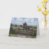 Cross Country - Jumping Horse Birthday Card Karte (Gelbe Blume)