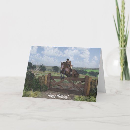Cross Country - Jumping Horse Birthday Card Karte (Vorderseite)