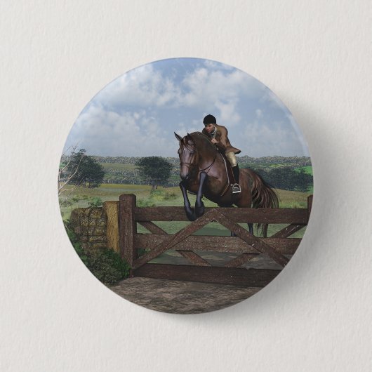 Cross Country - Jumping Horse Button (Vorderseite)
