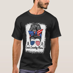 Cross Country Nana Unordentlicher Dutt USA Flagge T-Shirt