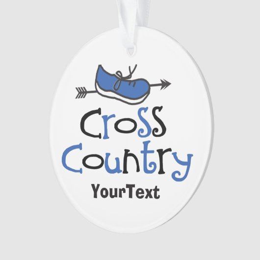 Cross Country Runner Blue Shoe© Custom Front/Back Ornament (Vorderseite)