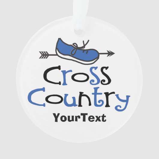Cross Country Runner Blue Shoe© Custom Front/Back Ornament (Vorderseite)