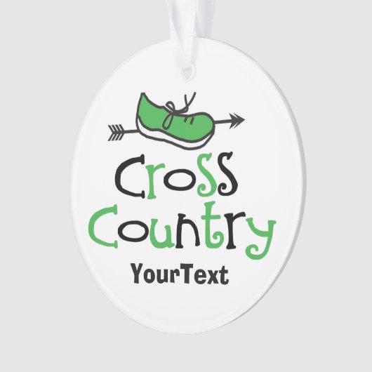 Cross Country Runner Green Shoe© Custom Front/Back Ornament (Vorderseite)