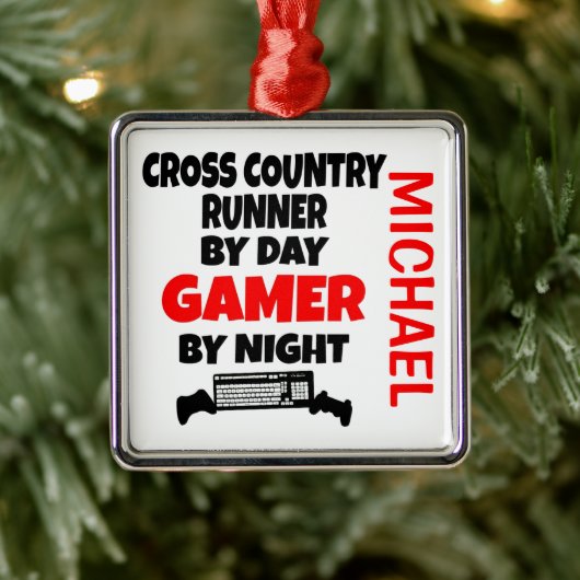 Cross Country Runner Lieben spielen Videospiele Ornament Aus Metall (Baum)
