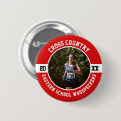 Cross Country Runner Running XC Sports Team Custom Button (Vorne & Hinten)