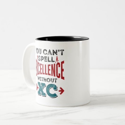 Cross Country Running Funny Excellence XC Zweifarbige Tasse (Vorderseite Links)