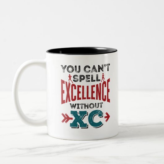 Cross Country Running Funny Excellence XC Zweifarbige Tasse (Links)