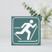 Cross Country-Ski-Symbol-Einladung Einladung (Stehend Vorderseite)