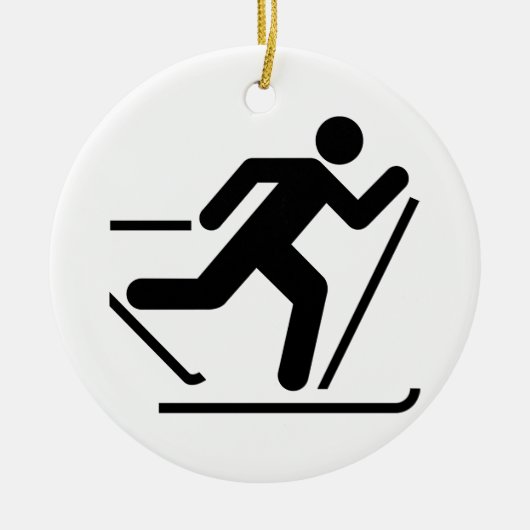 Cross Country-Ski-Symbol-Verzierung Keramikornament (Vorne)