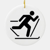 Cross Country-Ski-Symbol-Verzierung Keramikornament (Hinten)