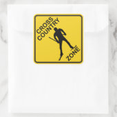 Cross Country Ski Zone Quadratischer Aufkleber (Tasche)