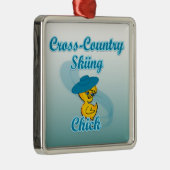 Cross-Country Skiing Chick #3 Silbernes Ornament (Rechts)