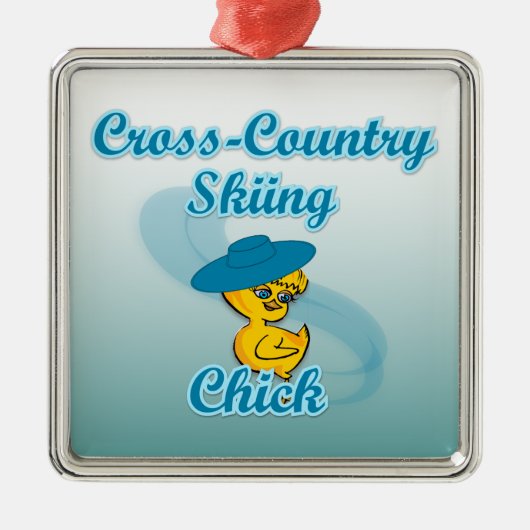 Cross-Country Skiing Chick #3 Silbernes Ornament (Vorne)