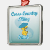 Cross-Country Skiing Chick #3 Silbernes Ornament (Links)
