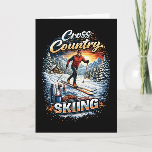 Cross Country Skiing Feiertagskarte (Vorderseite)
