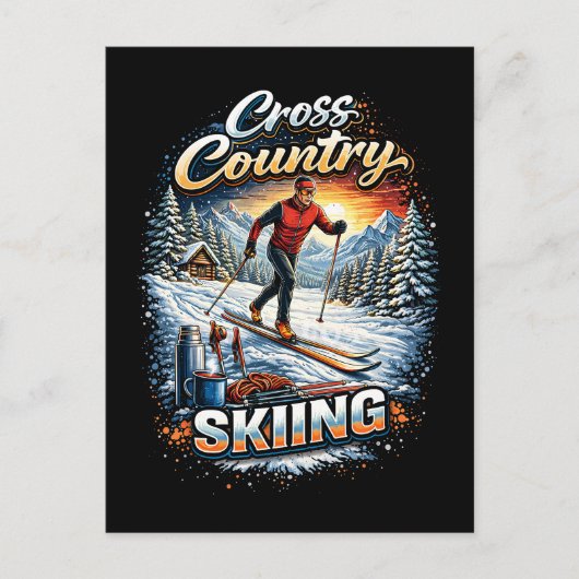Cross Country Skiing Postkarte (Vorderseite)