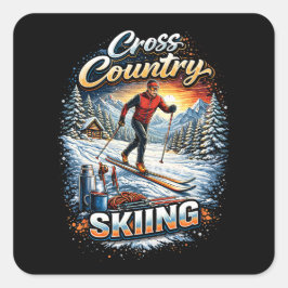 Cross Country Skiing Quadratischer Aufkleber
