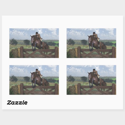 Cross Country - Springreiter Rechteckiger Aufkleber (Blatt)