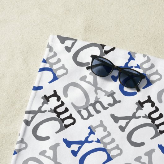 Cross Country XC Laufen Monogram Blue Beach Toaste Strandtuch (Beispiel)