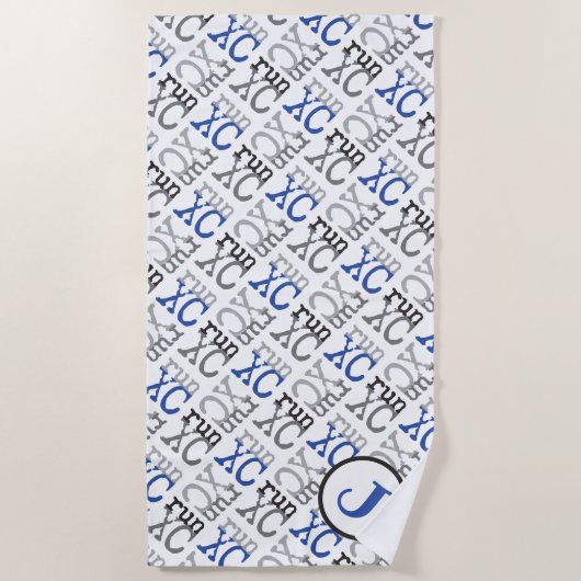 Cross Country XC Laufen Monogram Blue Beach Toaste Strandtuch (Vorderseite)