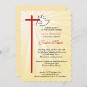 Cross Dove Scallop Gold Rays Tochterbestätigung Einladung (Vorne/Hinten)