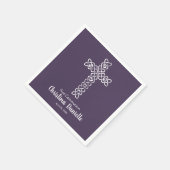 Cross-Eggplant | Kommunion Taufe Christening Serviette (Ecke)