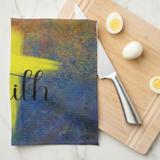 Cross Faith Script Blue Lila Kitchen Handtuch (Viertel Falte)