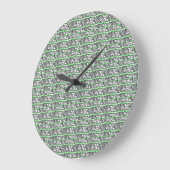 Cross Filigree Design Green Pattern Große Wanduhr (Winkel)