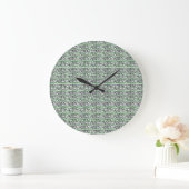 Cross Filigree Design Green Pattern Große Wanduhr (Zuhause)