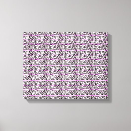 Cross Filigree Design Purple Silver Pattern Leinwanddruck (Vorderseite)