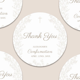 Cross Floral Confirmation Thank You Runder Aufkleber
