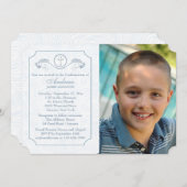 Cross Focus Blue Foto Religiöse Einladung (Vorne/Hinten)