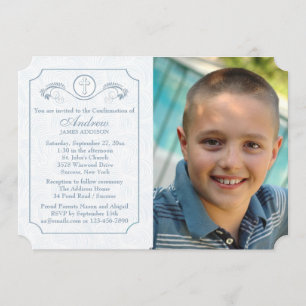 Cross Focus Blue Foto Religiöse Einladung