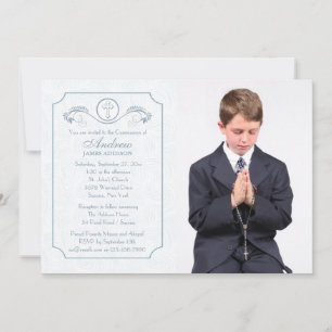 Cross Focus Blue Foto Religiöse Einladung