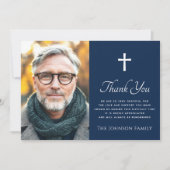 Cross Foto dunkelblaues Beileid Dankeschön Karte (Vorderseite)