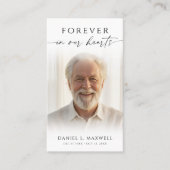 Cross Funeral Forever Hearts Photo Prayer Card Visitenkarte (Vorderseite)