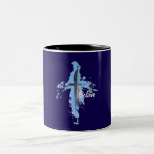 Cross Glaube Dark Blue Zweifarbige Tasse