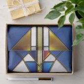 Cross Gold Blauer Hartglas Illustration Seidenpapier (Geschenk)