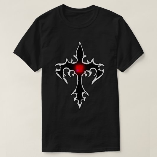 Cross Goth Black Ruby Red T-Shirt (Design vorne)