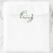 Cross Greenery Gold Baptism Klassischer Round Stic Runder Aufkleber (Tasche)