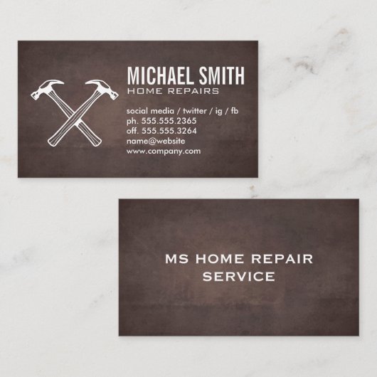 Cross-Hammers-Symbol | Hintergrund der braunen Tex Visitenkarte (Vorne/Hinten)