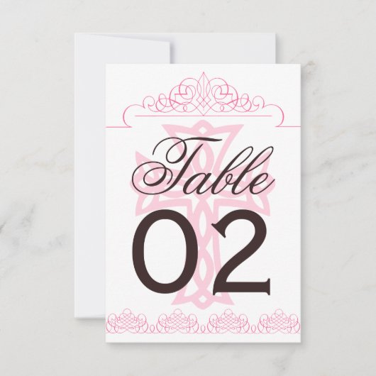 Cross-Hochzeit-Tischnummern Einladung (Vorderseite)
